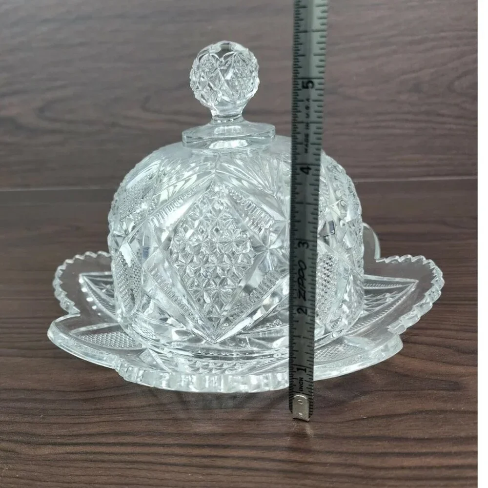 EAPG U. S Glass Co Pennsylvania Clear Glass Butter Dish with Cover No. 15048